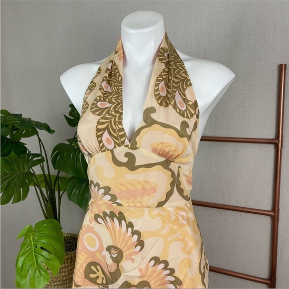 Rare Vintage Laundry by Shelli Segal Silk Paisley Halter Dress (Sz 6) - Picture 2 of 5